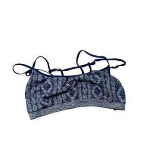 Victoria's Secret Blue Bralette Printed Backless Stretch Sporty Bra Size Small